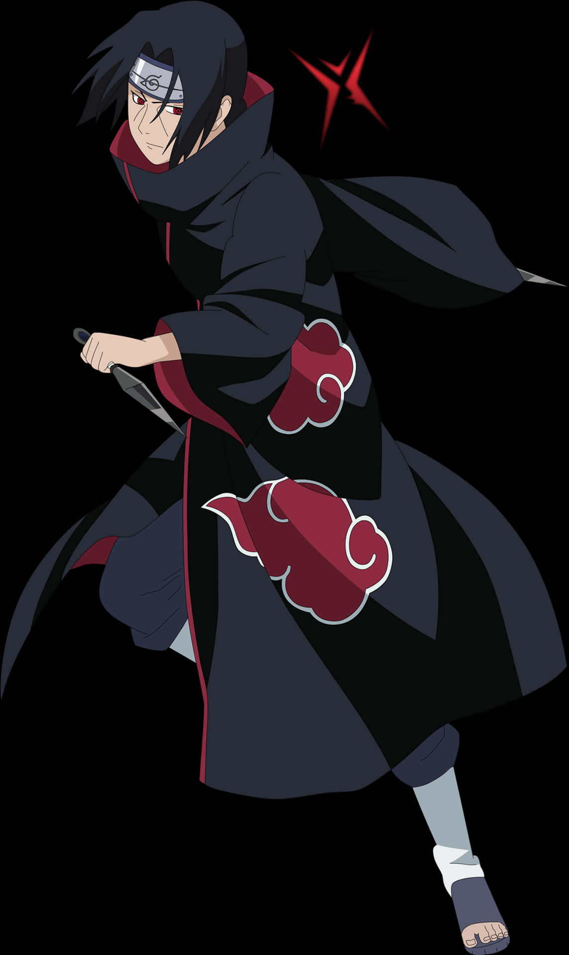 Itachi Uchiha i actionpositur Bakgrunner