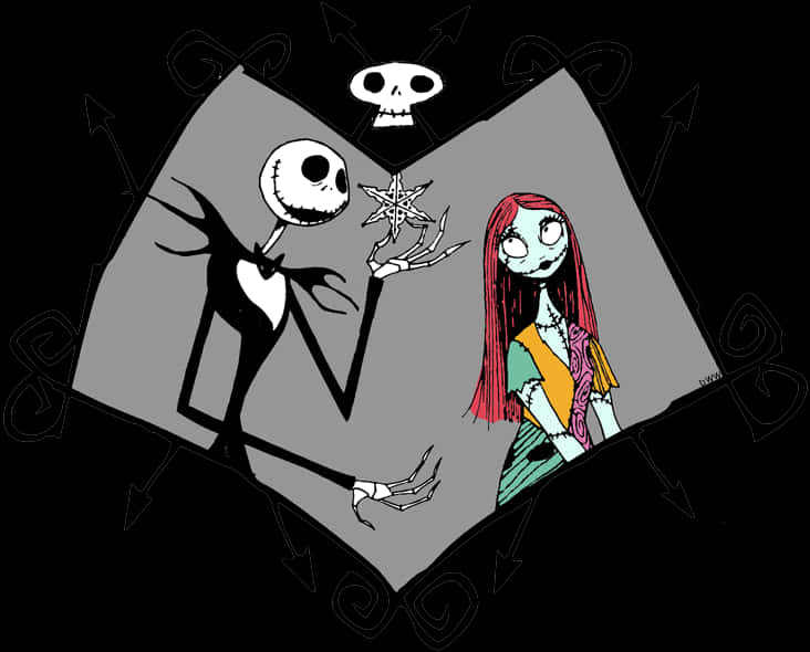 Jack og Sally fra The Nightmare Before Christmas kunst Bakgrunner
