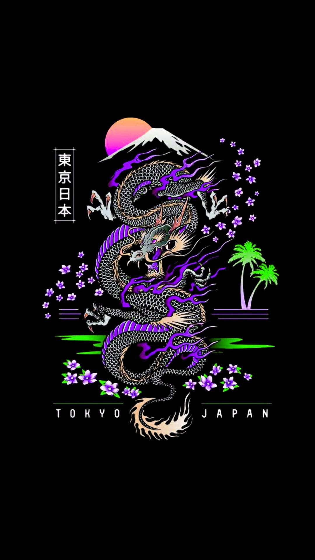 Japansk dragekunst med Fuji-fjellet Bakgrunner