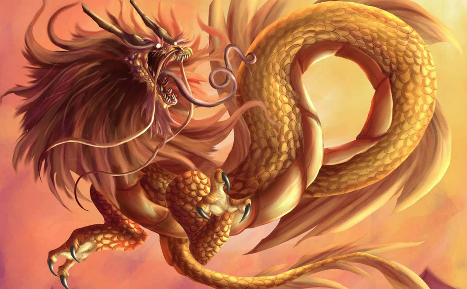 Japansk dragekunst med gyllen manke Bakgrunner