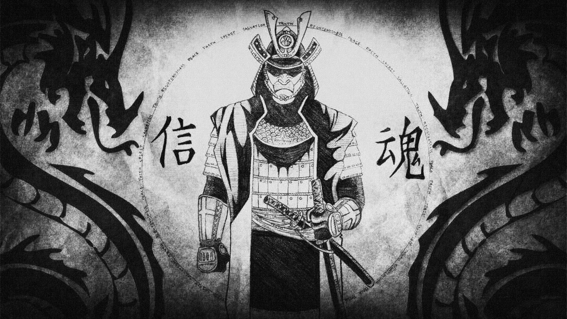 Japansk Samurai Tvillingdrage Bakgrunner