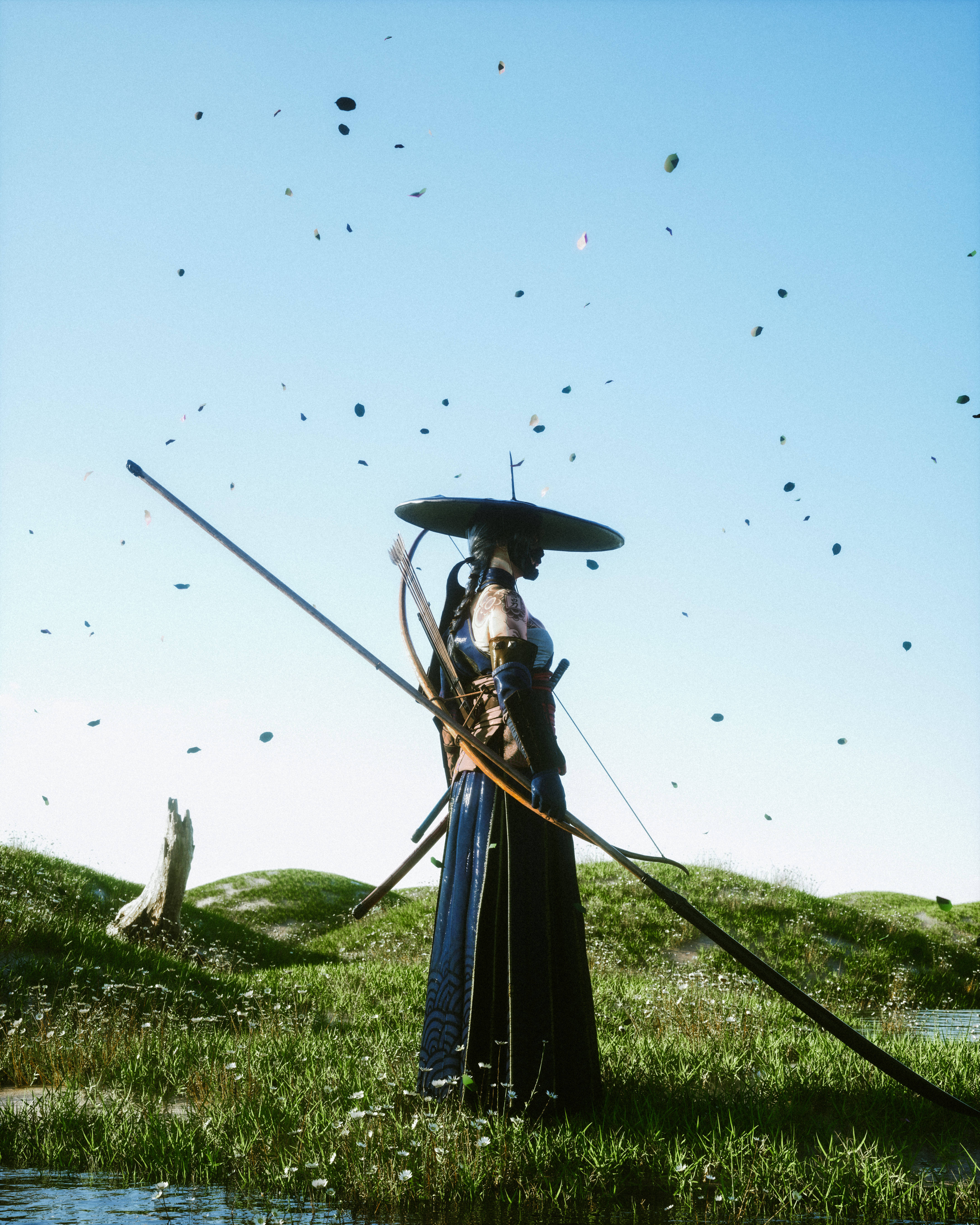 Japansk samurai langt sverd Bakgrunner