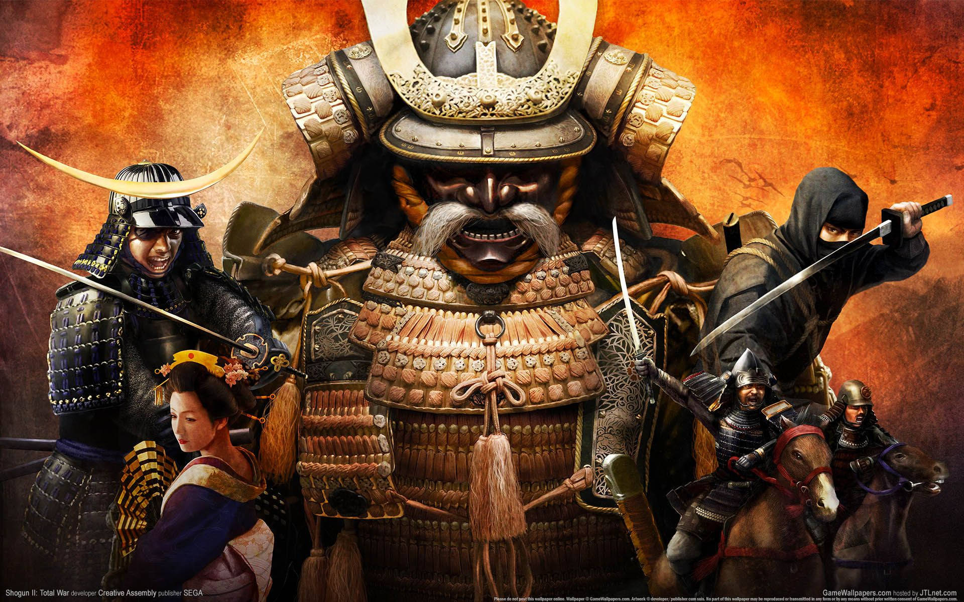 Japansk samurai med geisha og ninjaer Bakgrunner