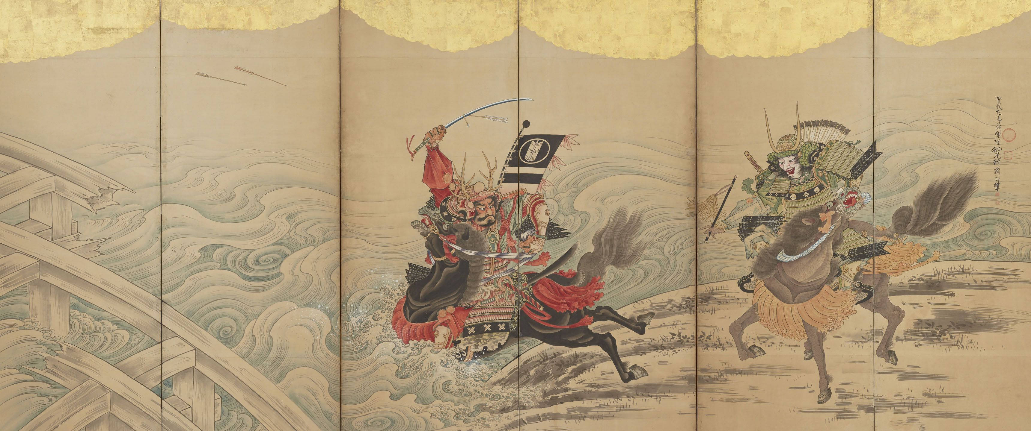 Japansk samurai tradisjonelt maleri Bakgrunner