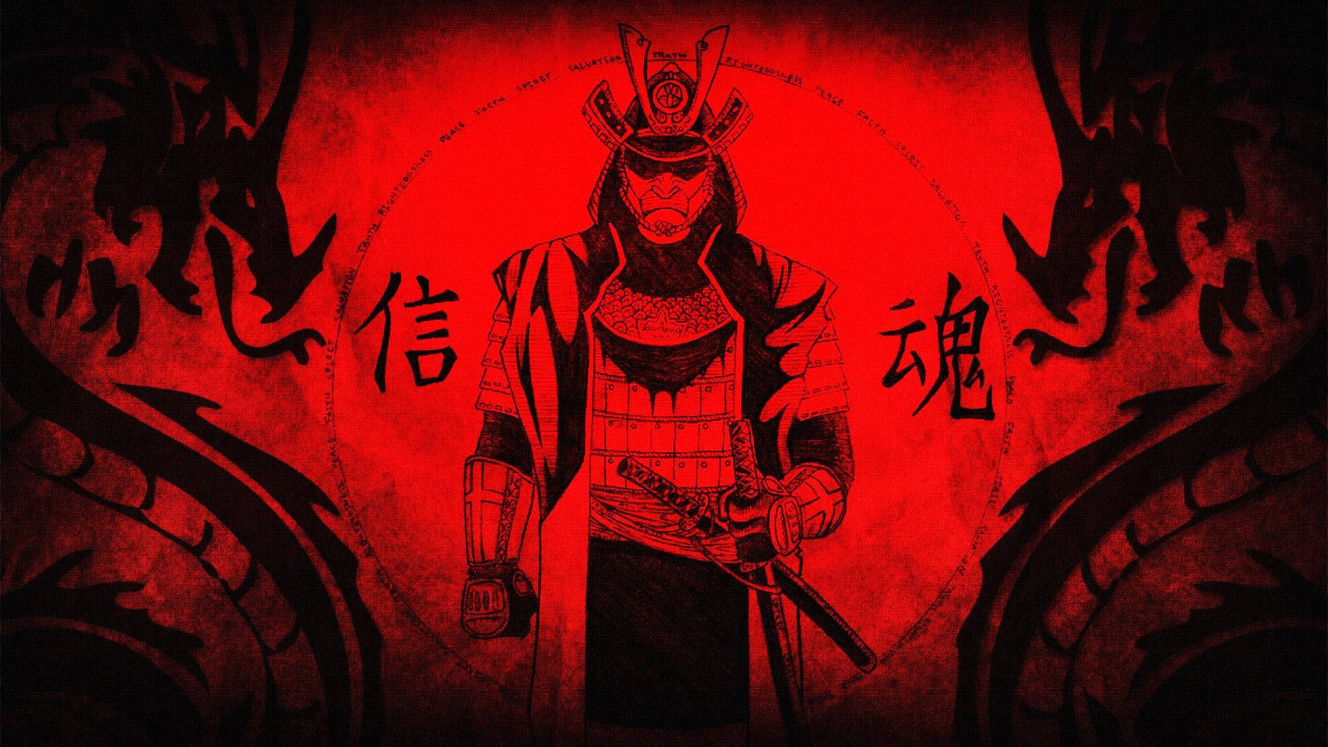 Japansk samurai rød tvillingdrage Bakgrunner
