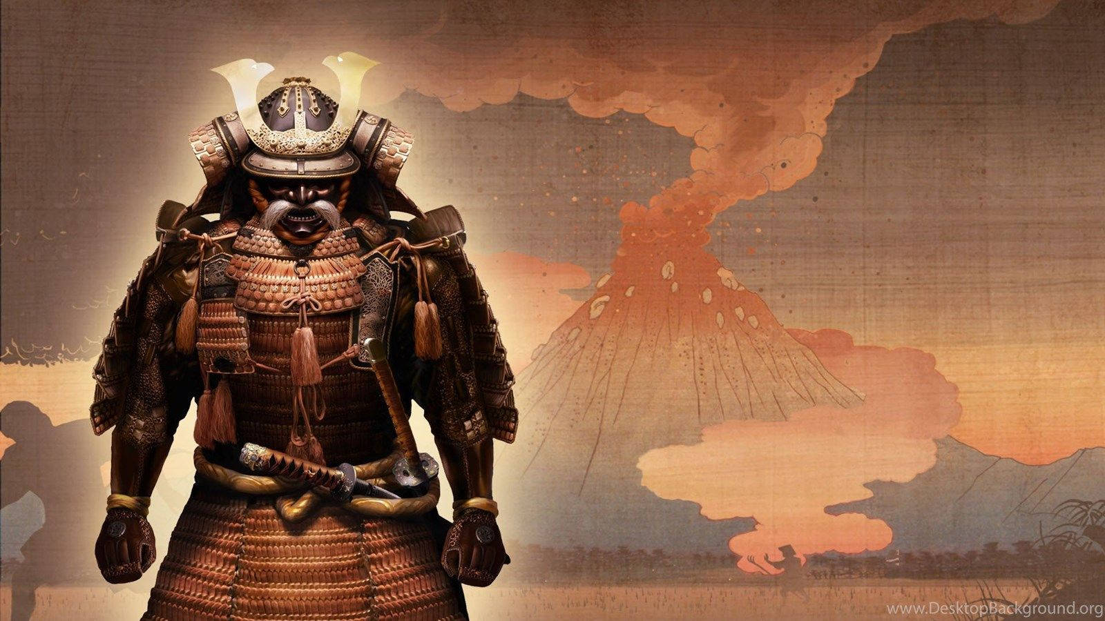 Japansk samurai-vulkan Bakgrunner