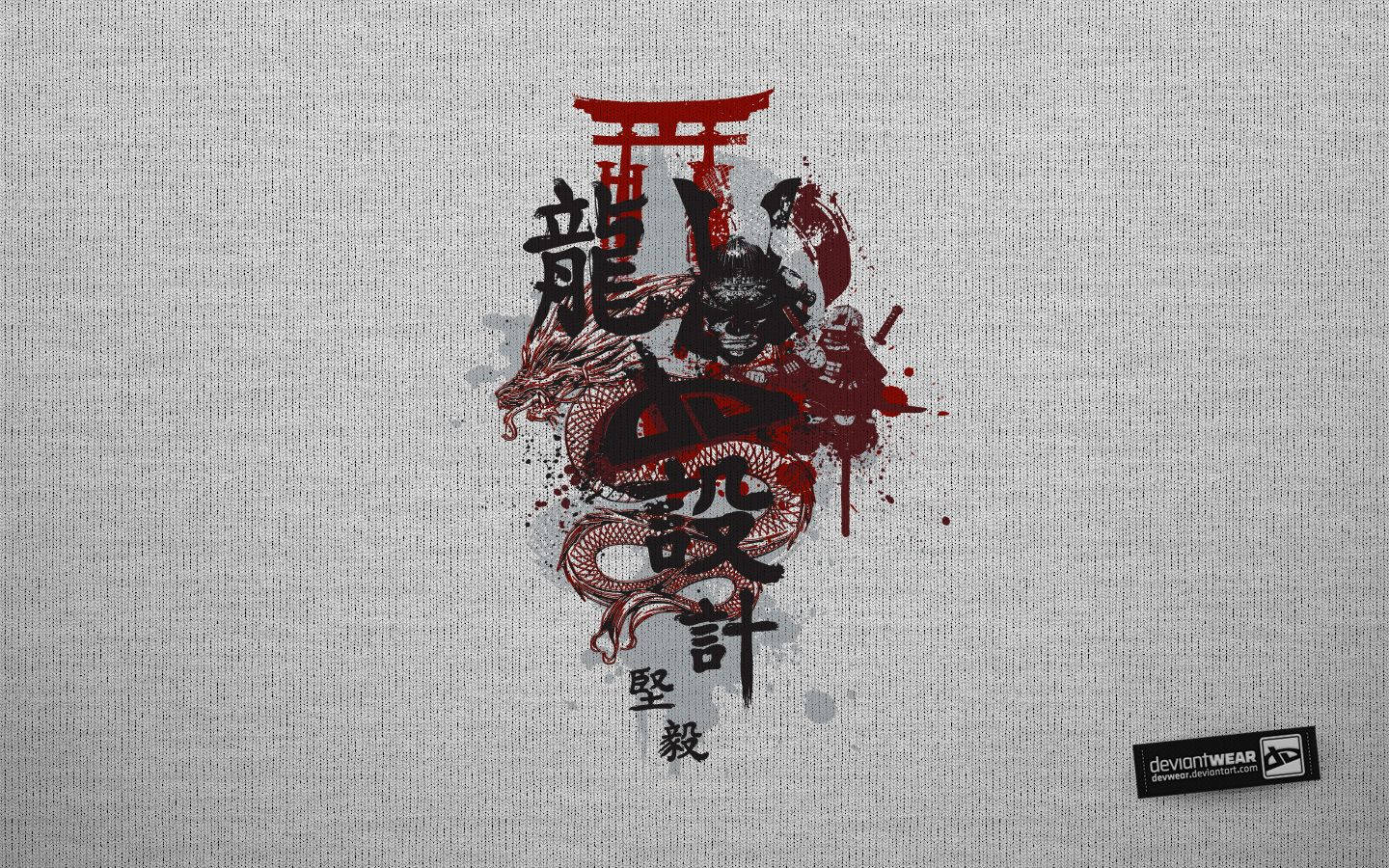 Japansk samurai-drage og torii Bakgrunner