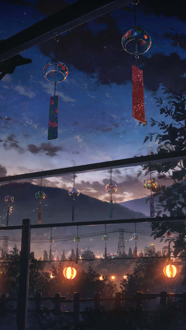 Japanske vindbjeller nattanime-scenery