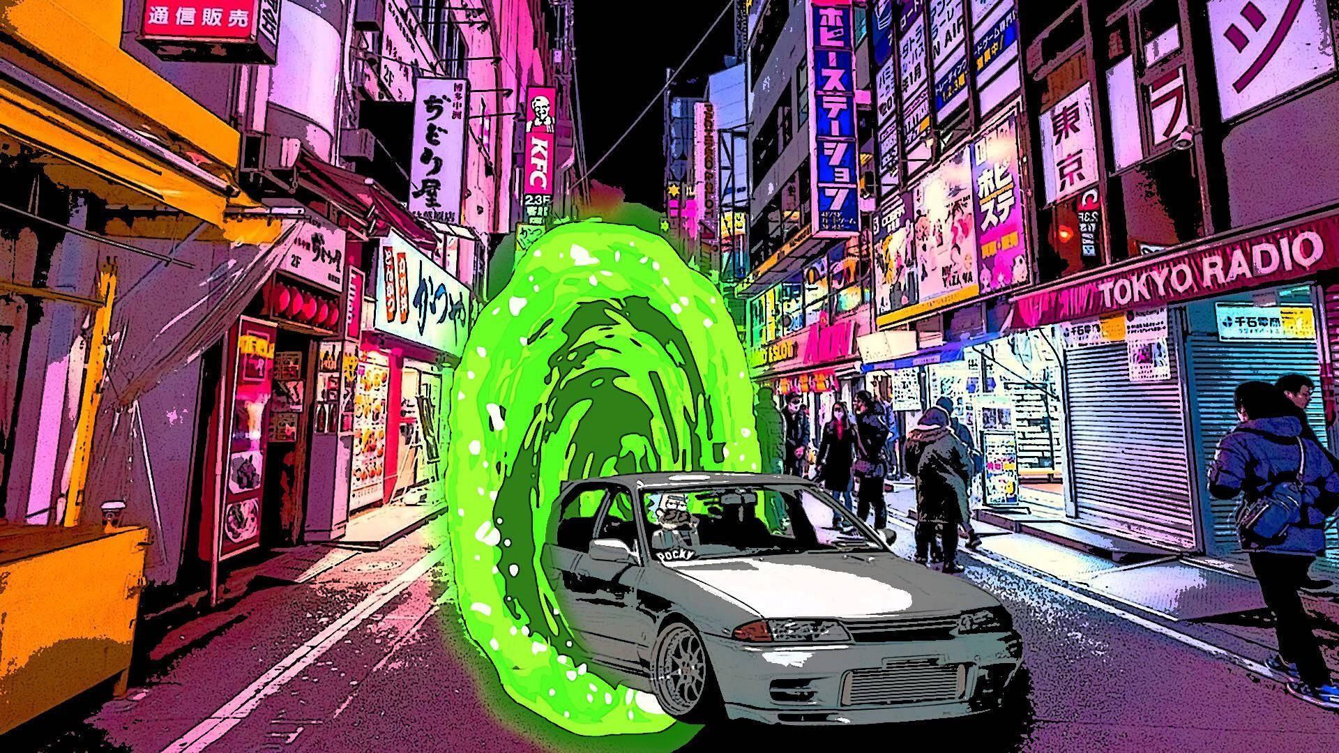JDM Aesthjetic Rick and Morty-kunst Bakgrunner