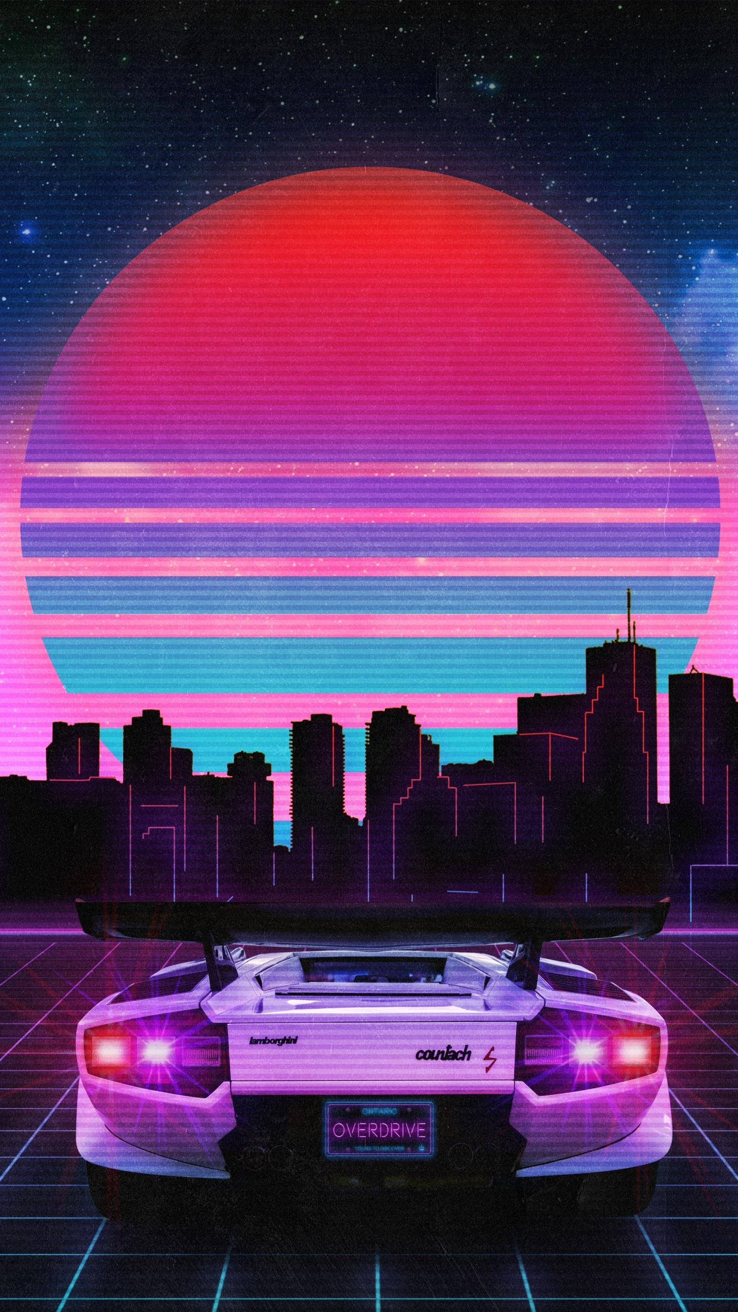 JDM-bilestetikk med vaporwave-solnedgang Bakgrunner