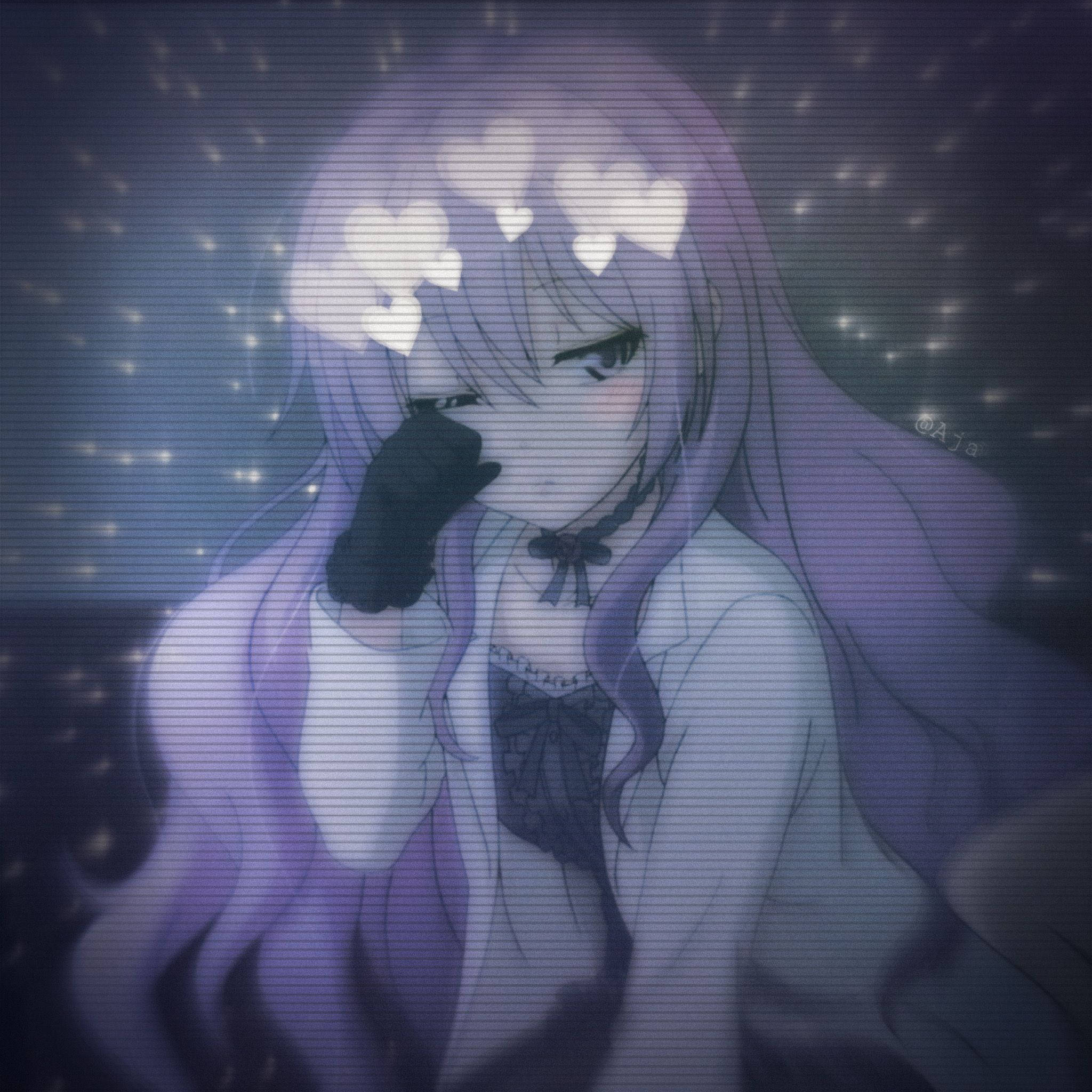 Jente med lilla hår - Edgy anime-profilbilde Bakgrunner