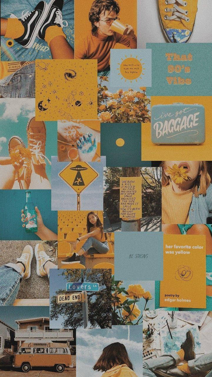 Jente oransje estetisk collage Bakgrunner