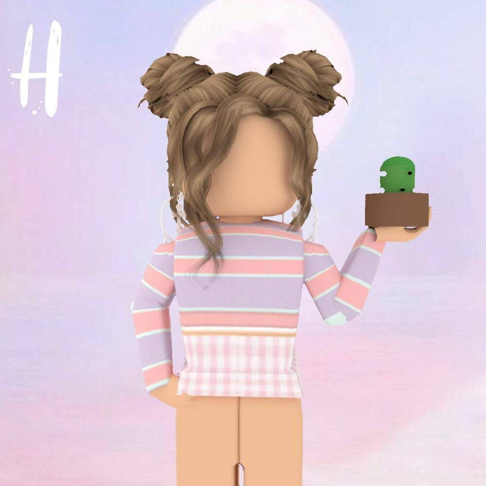 Jente Roblox-karakter med sukkulentplante Bakgrunner