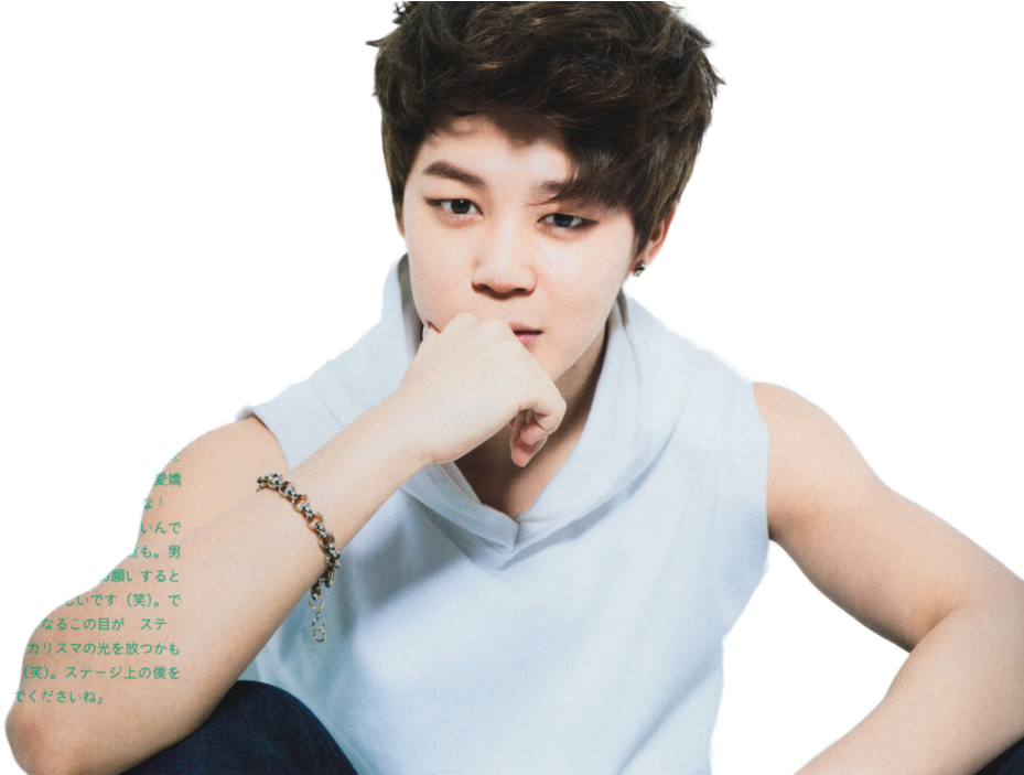 Jimin i ettertenksom positur Bakgrunner