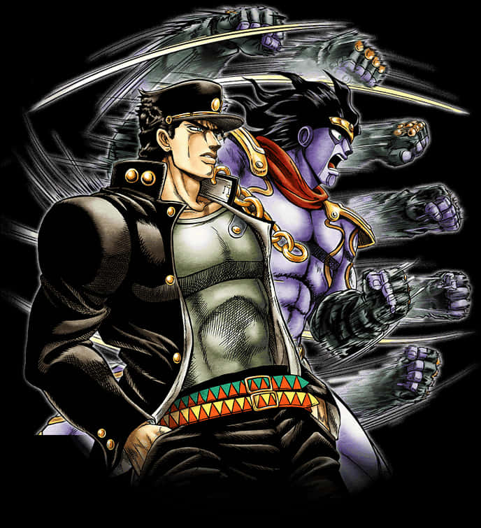 Jotaro og Stand-illustrasjon Bakgrunner