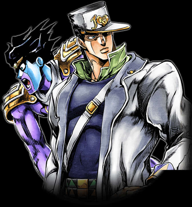 Jotaro og Star Platinum Illustrasjon Bakgrunner
