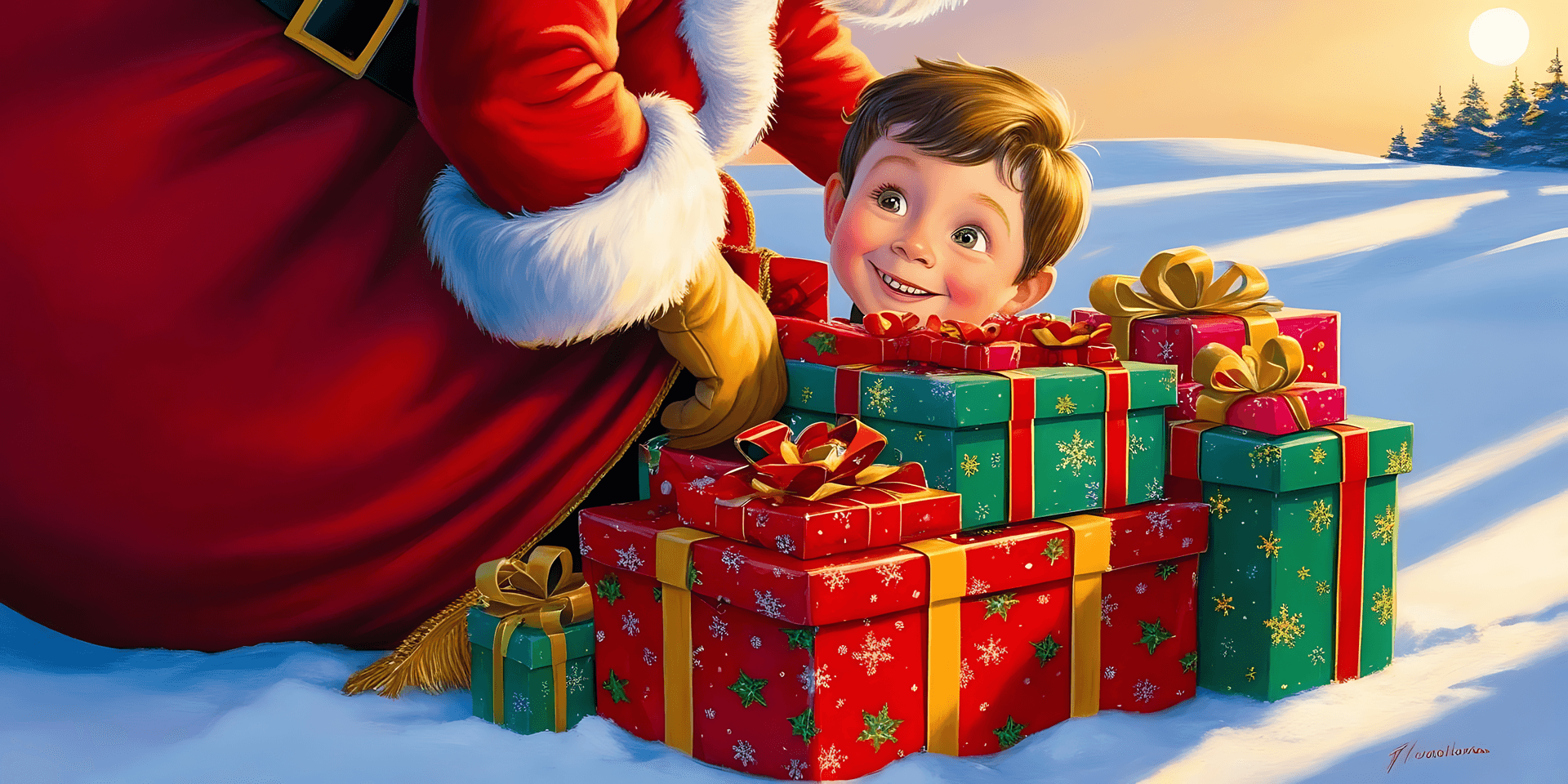 Julenissen deler ut gaver Bakgrunner