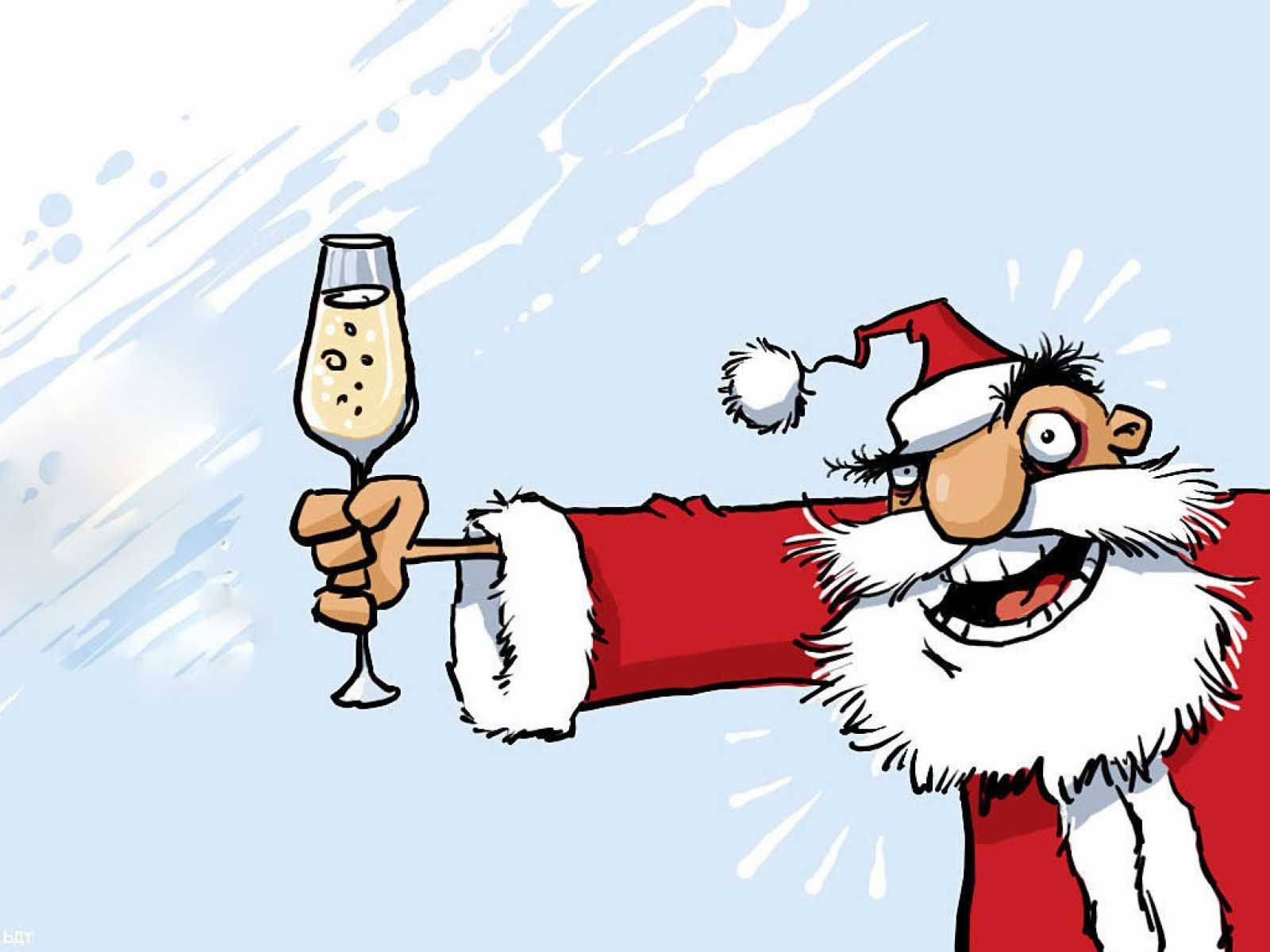 Julenissen holder champagne morsom jul Bakgrunner