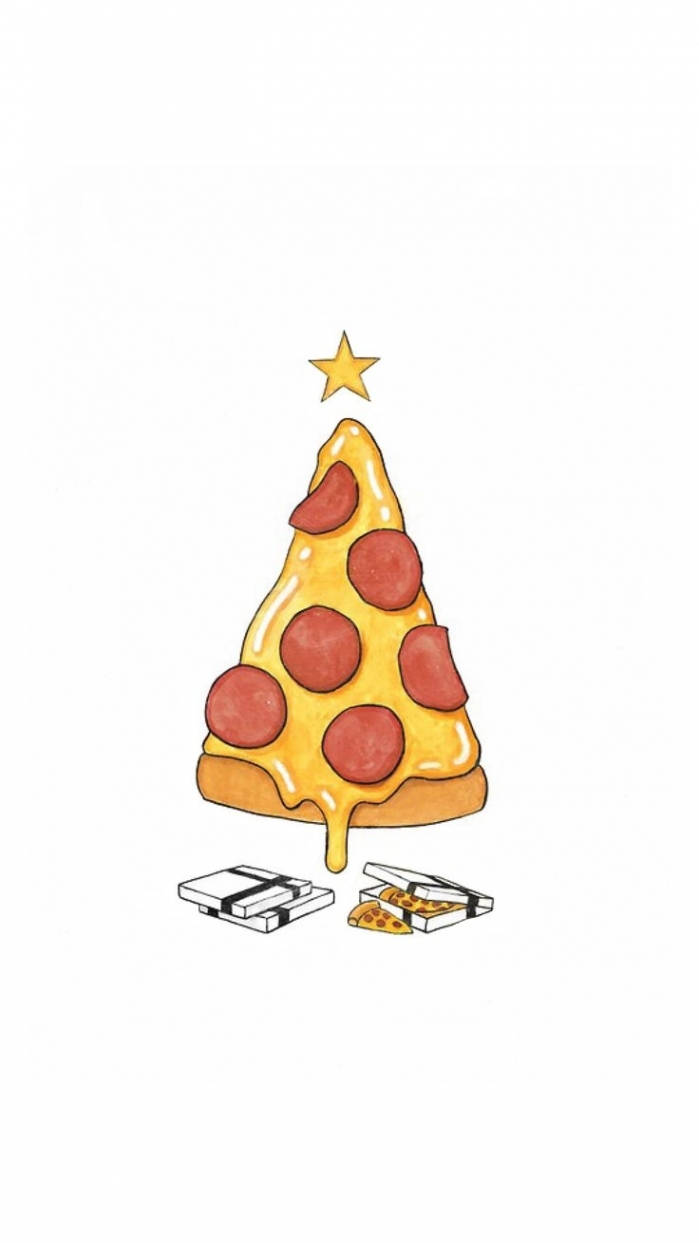 Julespesial - quirky pizza-tre til din iPhone Bakgrunner