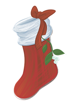 Julestrømpe med misteltein og sløyfe Bakgrunner