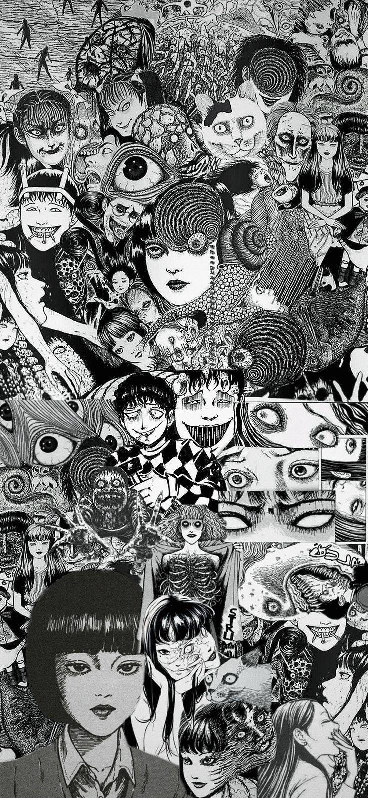Junji Ito kul manga-collage Bakgrunner