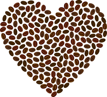 Kaffebønner i hjertemønster Bakgrunner