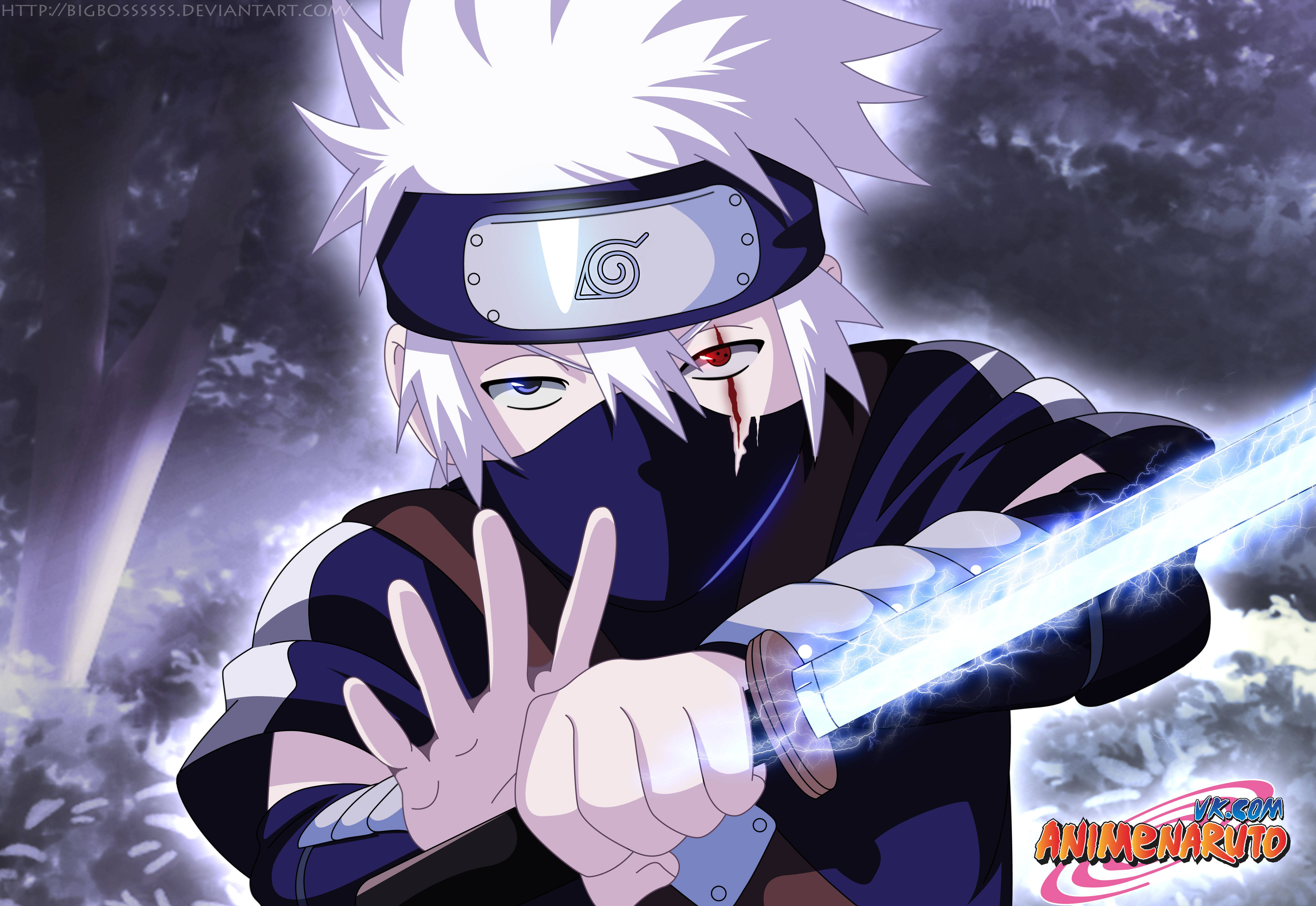 Kakashi 4K Hvitt Lys Chakra Saber Bakgrunner