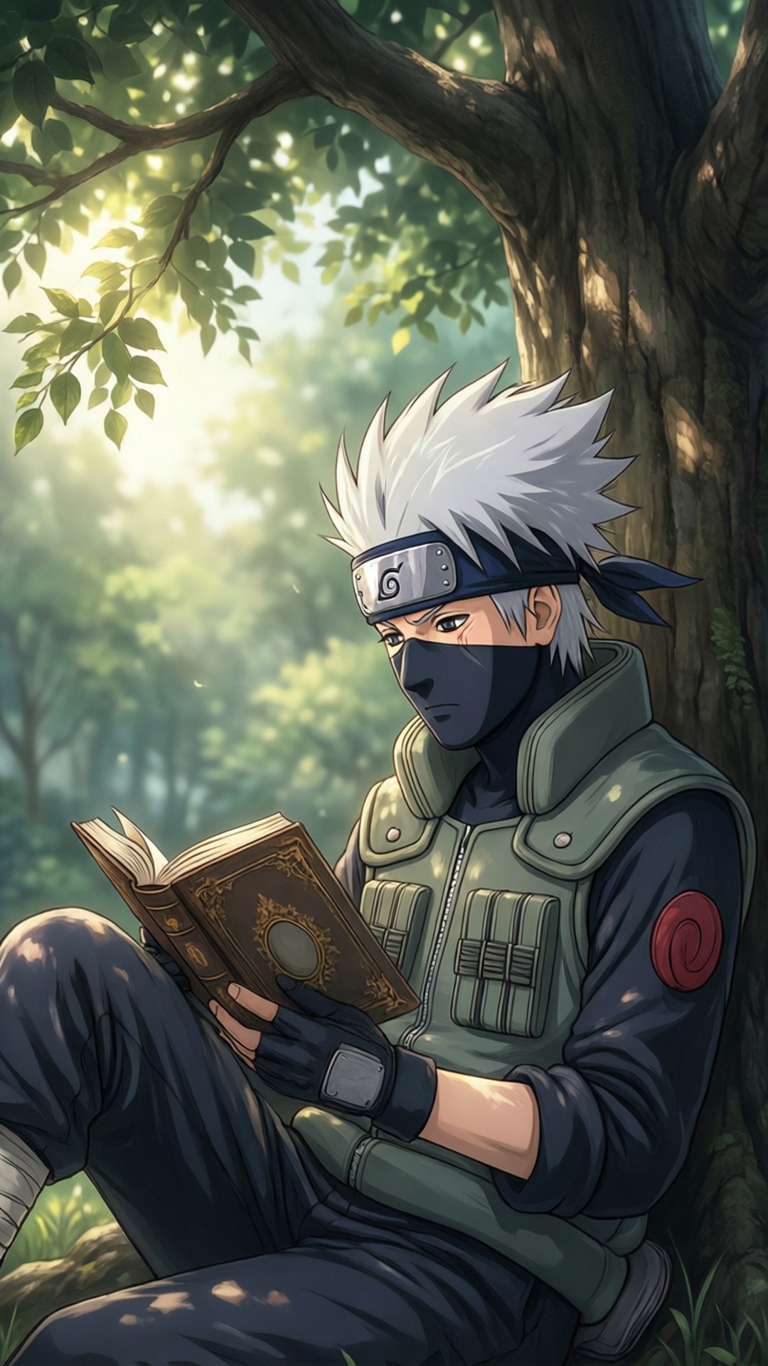 Kakashi leser under et tre Bakgrunner