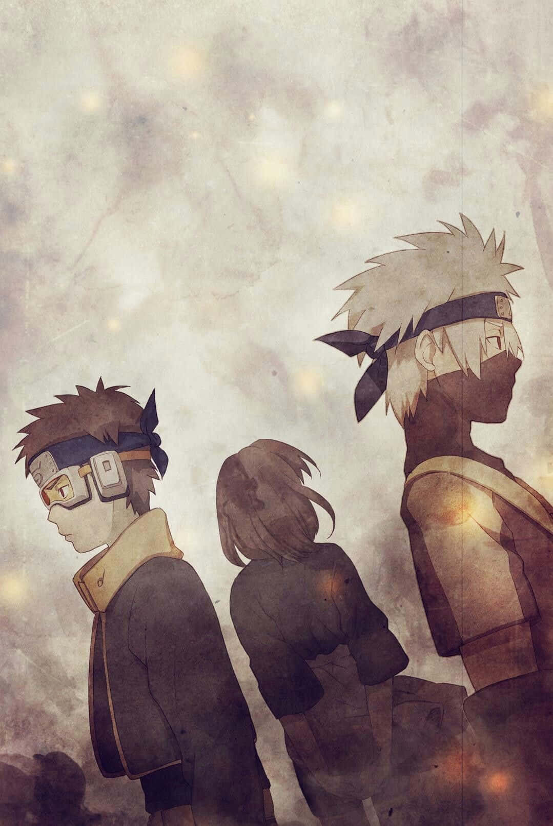 Kakashi og Obito med Rin Bakgrunner