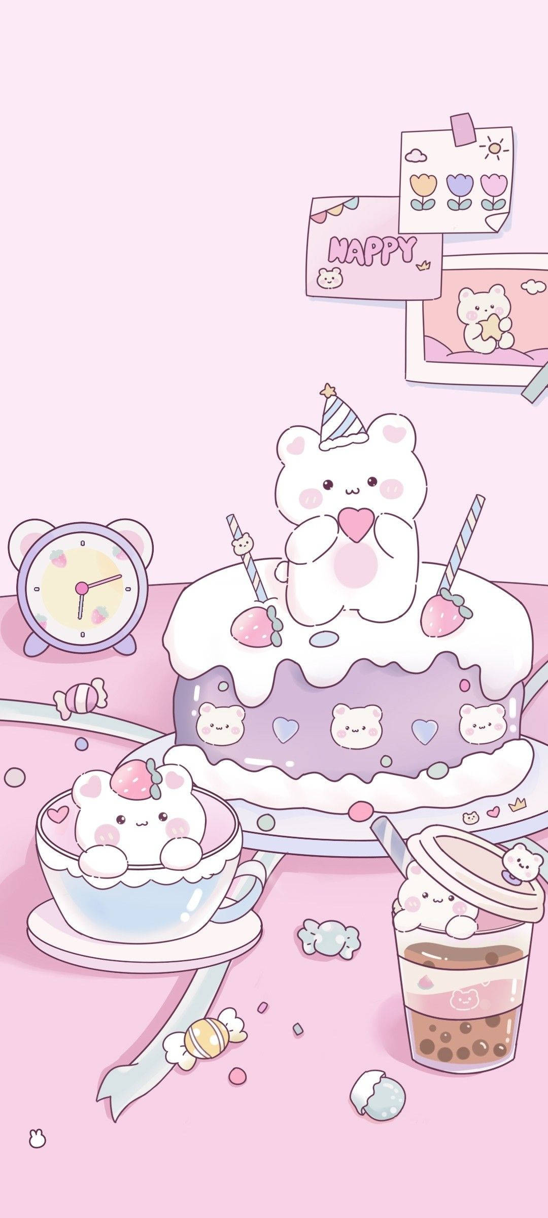 Kake og te myk estetikk Bakgrunner