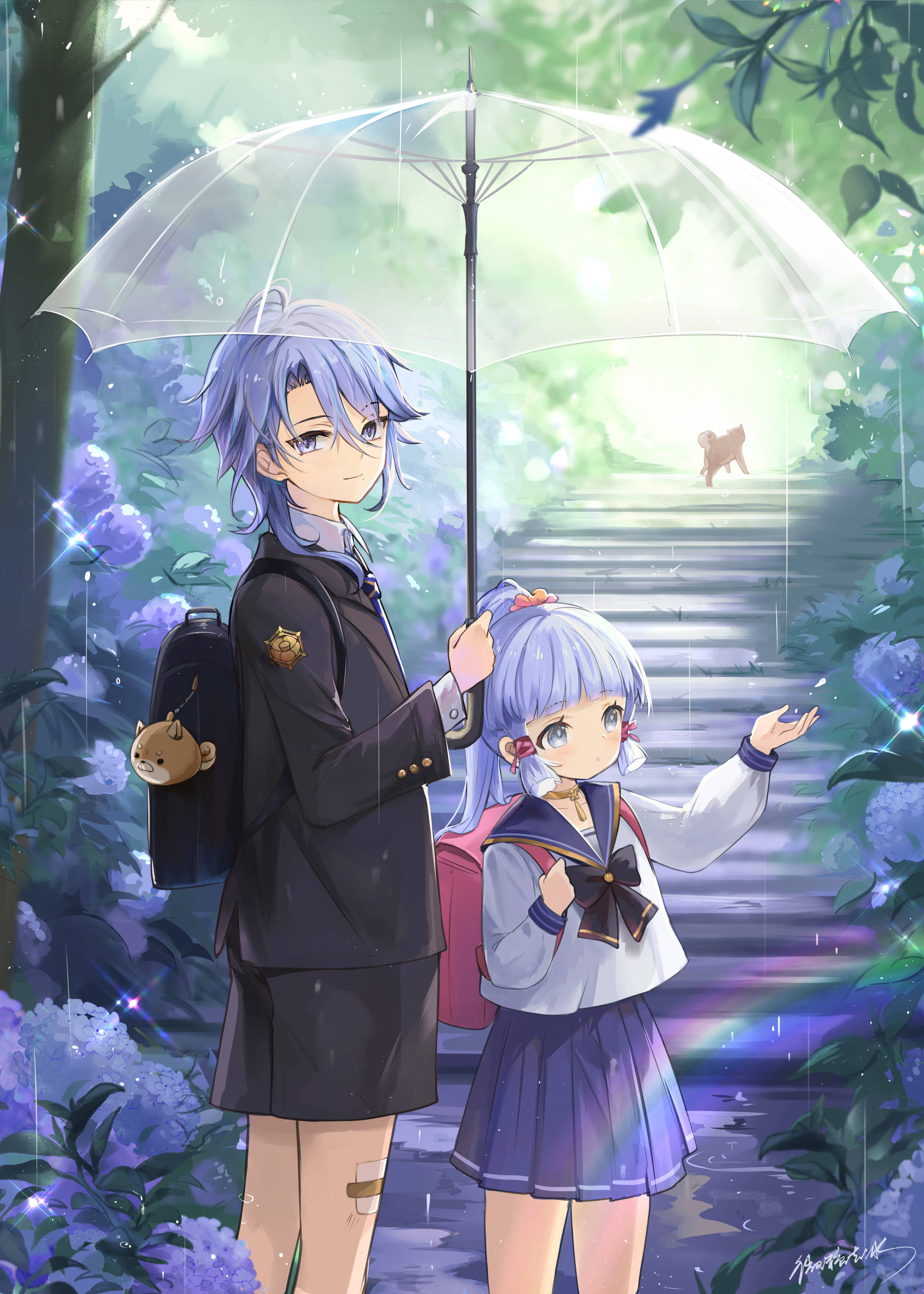 Kamisato Ayato i sin Signatur Skoleuniform Bakgrunner