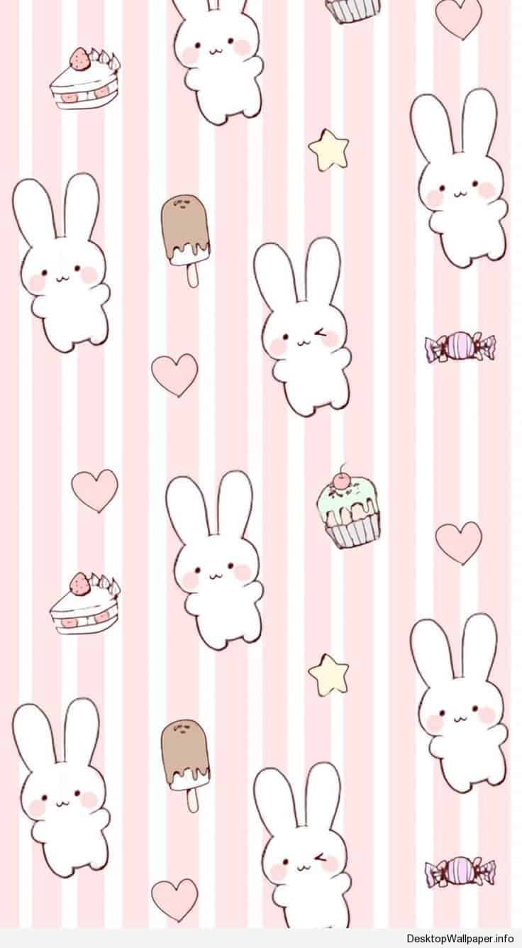 Kanin-godteri kollasj på kawaii rosa bakgrunn Bakgrunner