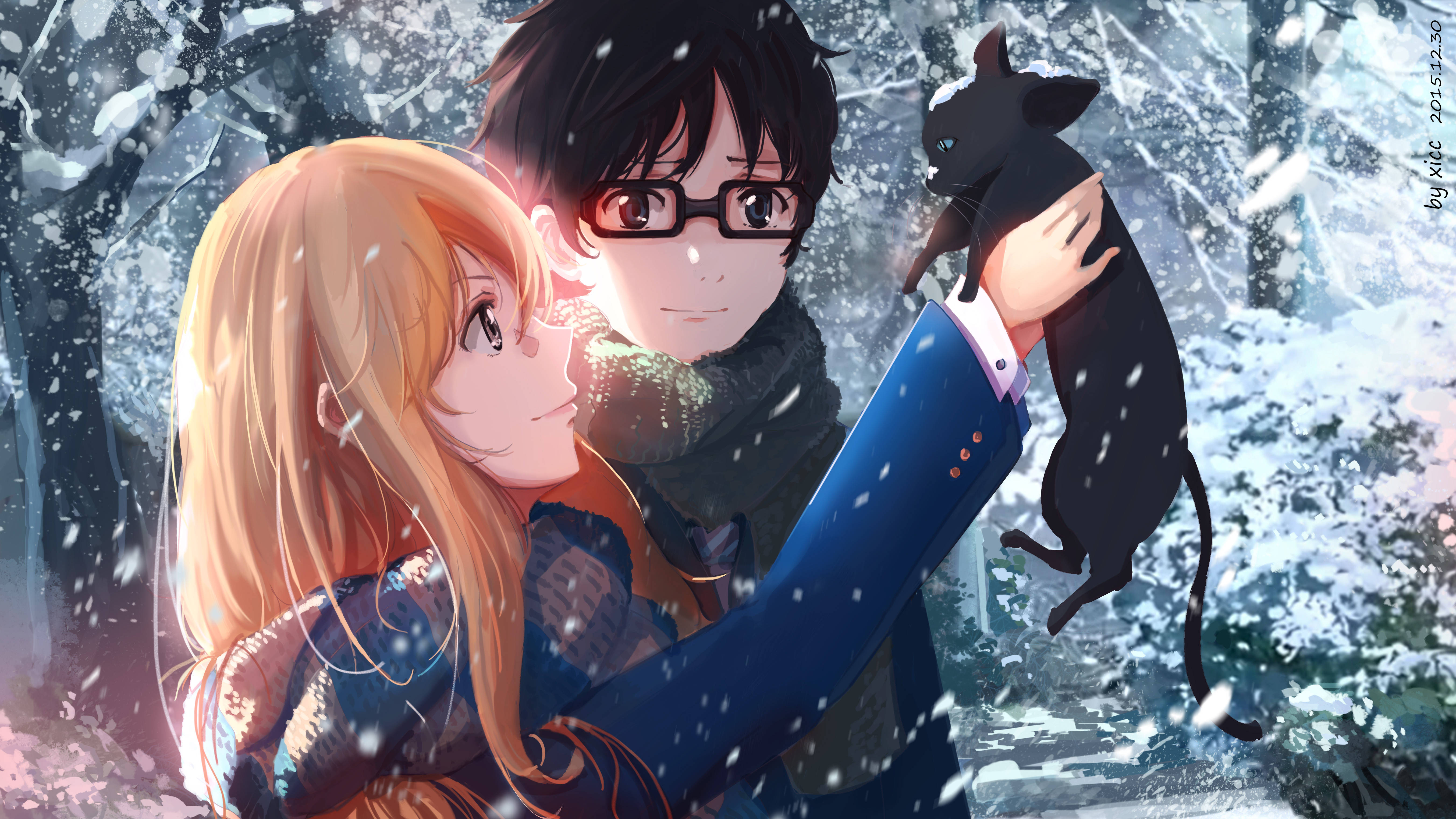 Kaori og Kosei Anime 4K Bakgrunner