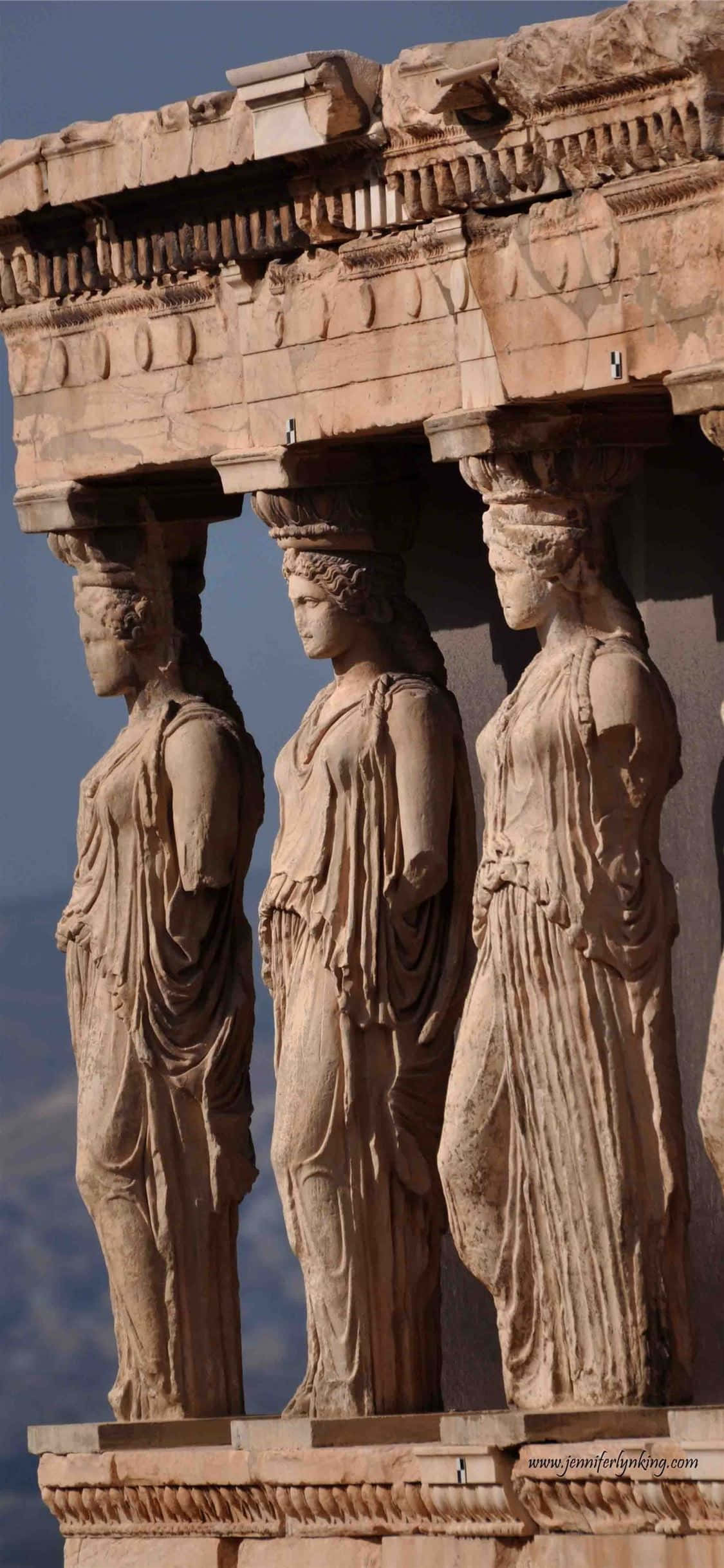 Karyatidenes portiko på Akropolis Bakgrunner