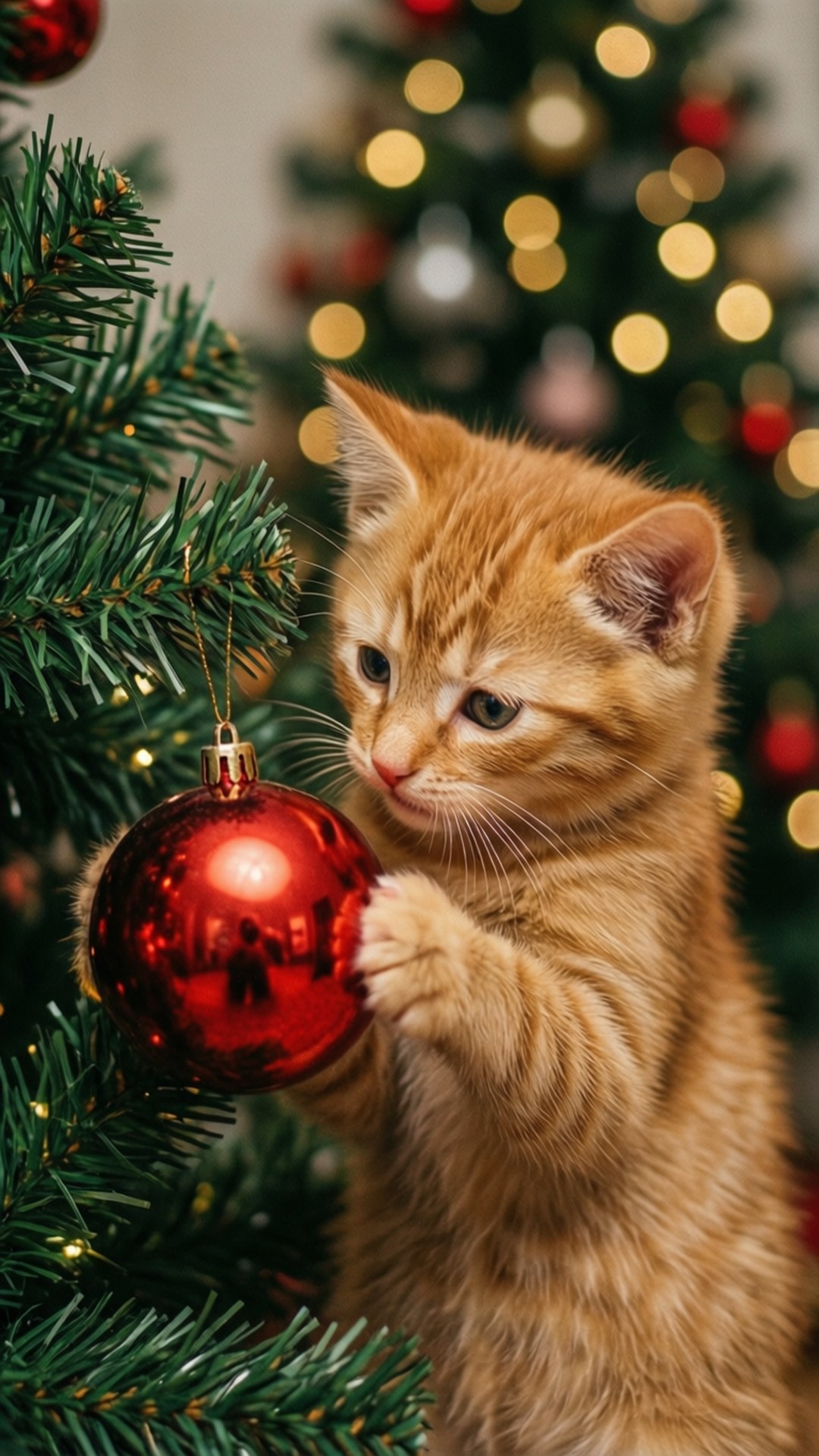 Kattunge og julekule Bakgrunner