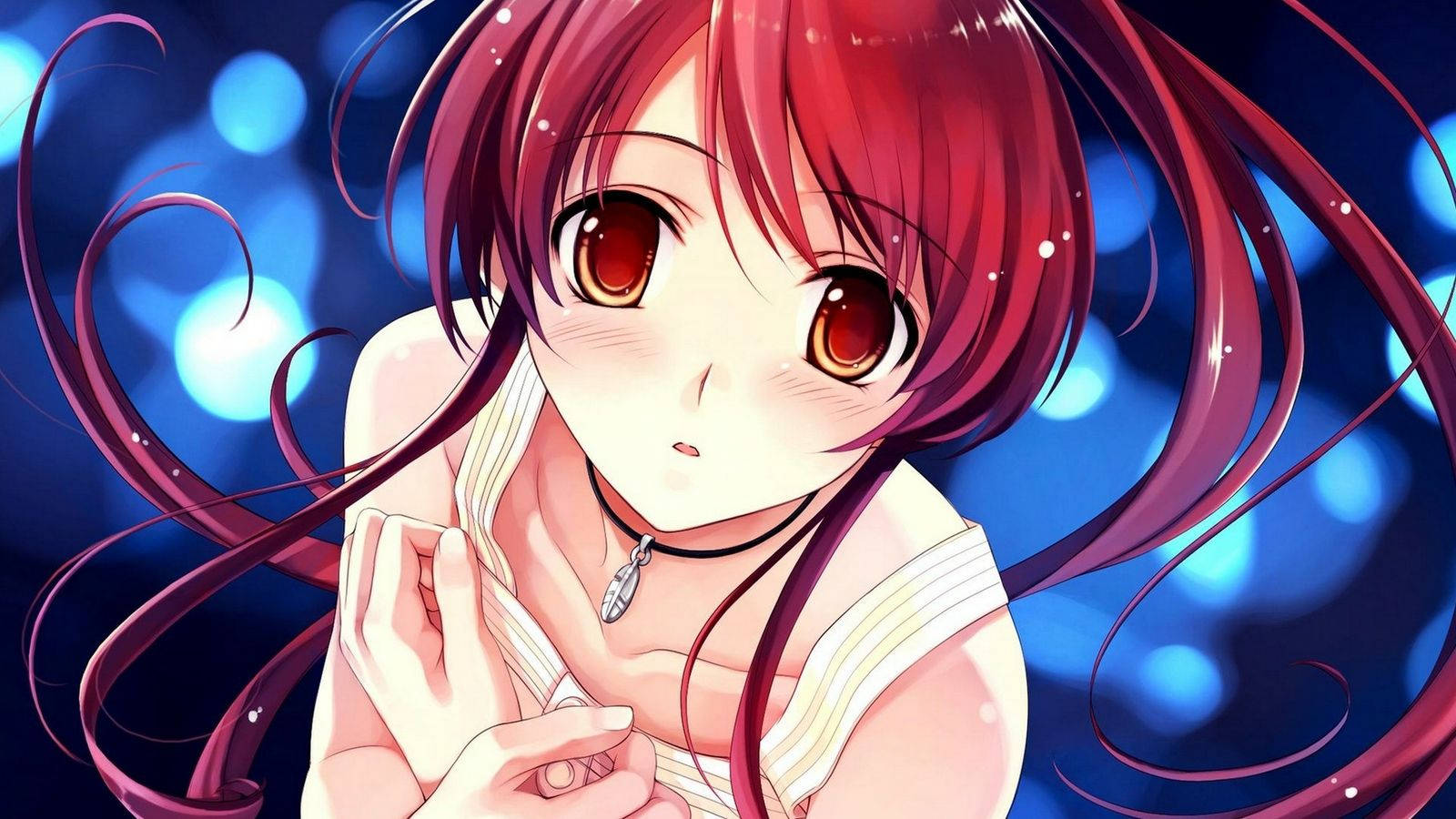 Kawaii anime-jente med rødt hår Bakgrunner