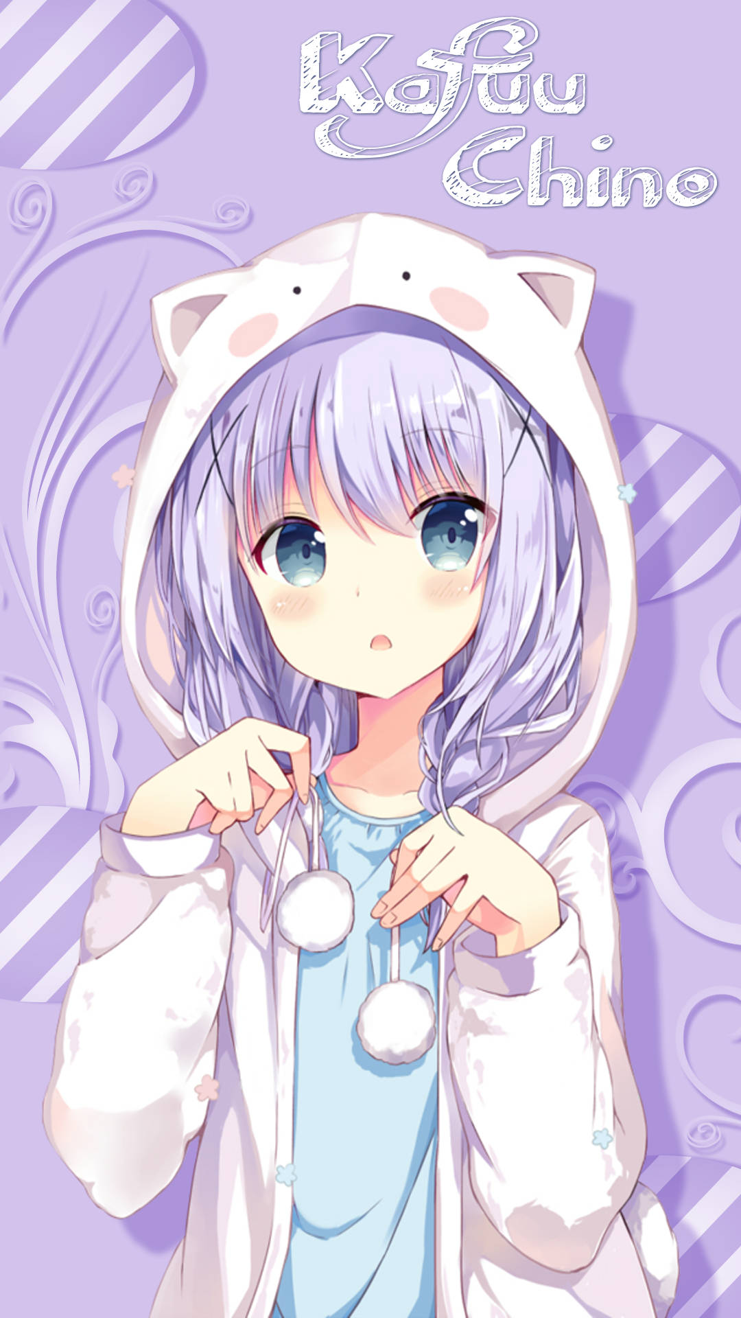 Kawaii Anime Kafuu Chino i kaninhette Bakgrunner