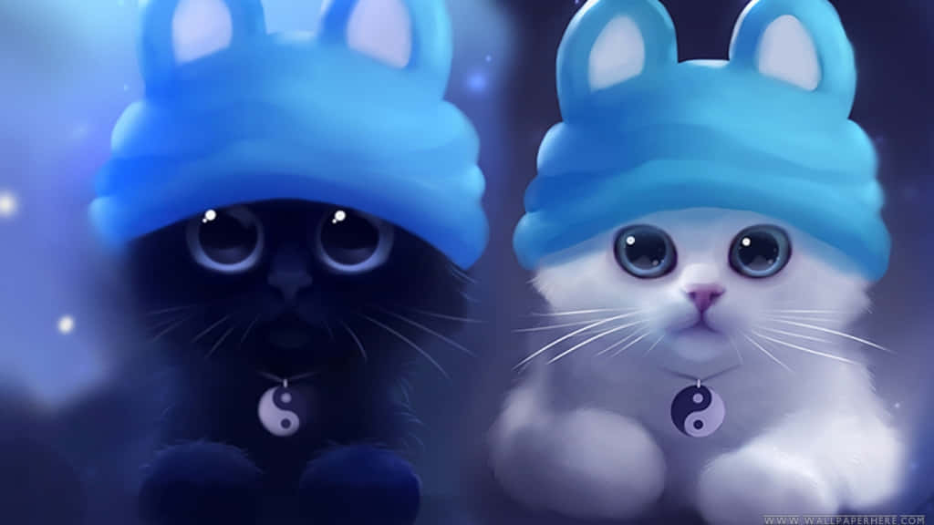 Kawaii Anime Katt Kaninhatt Bakgrunner