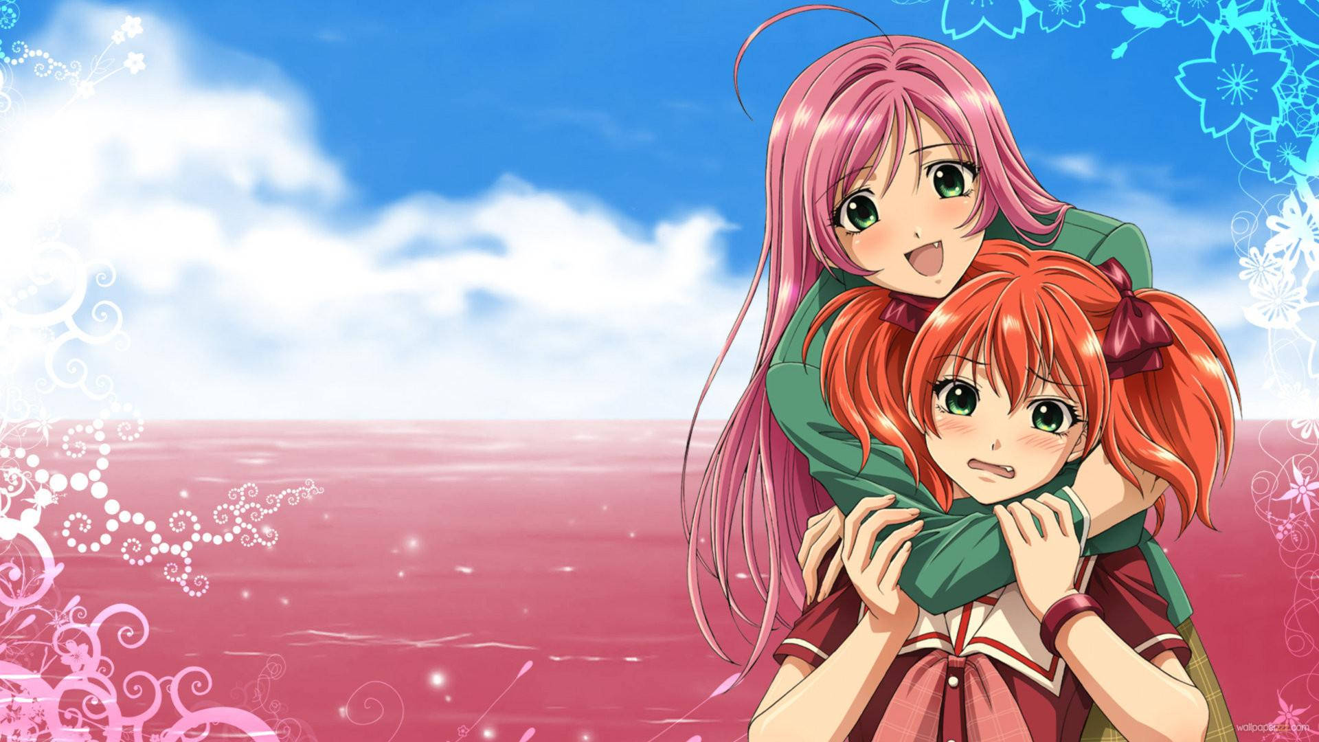 Kawaii Anime Rosario + Vampire Moka og Kokoa Bakgrunner