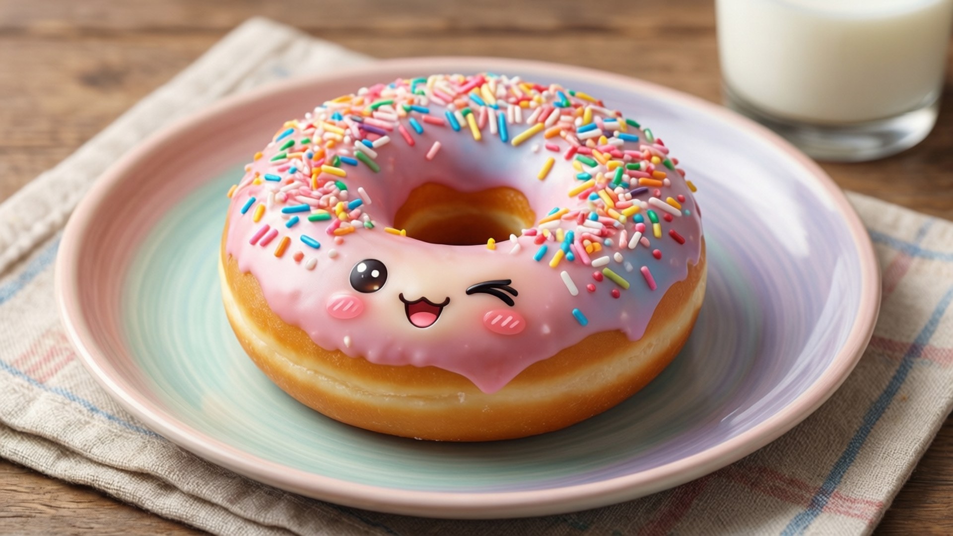 Kawaii-donut og melk Bakgrunner
