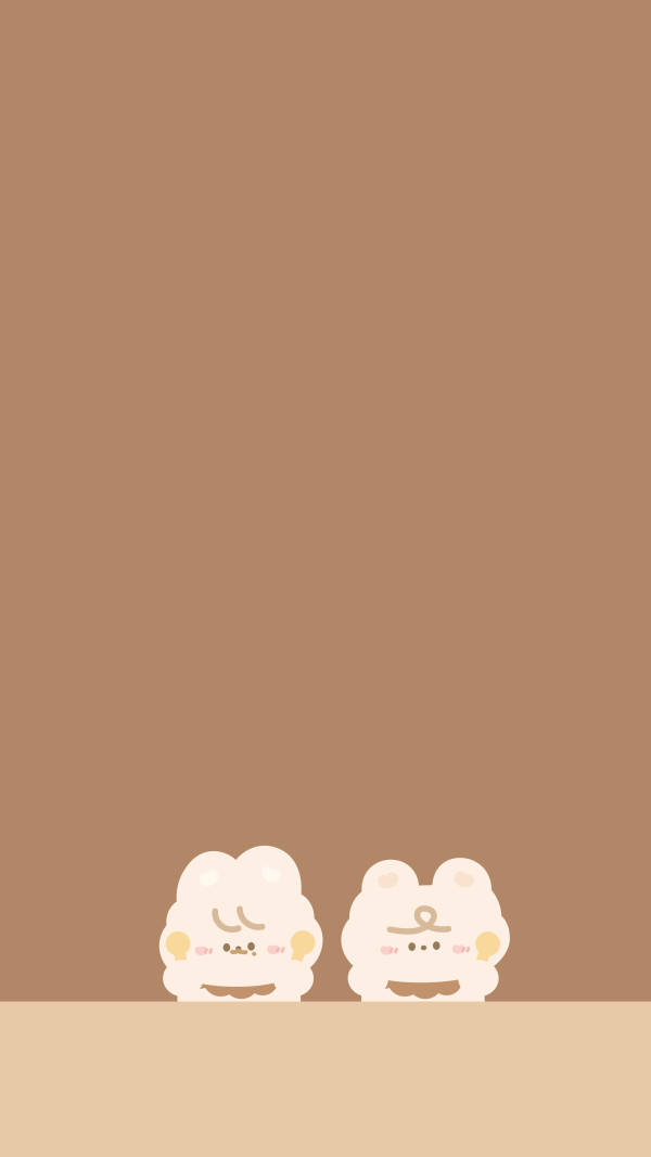 Kawaii-figurer beige estetikk Bakgrunner