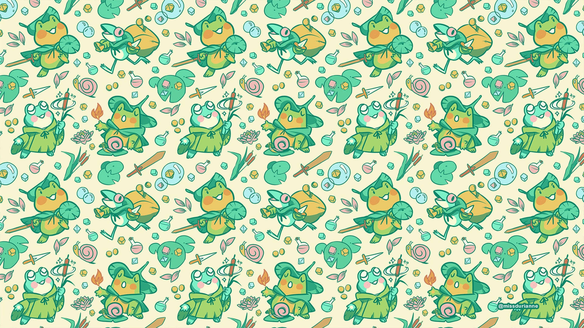 Kawaii froskemønsterdesign Bakgrunner