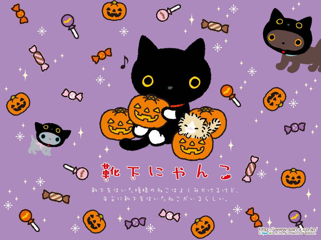 Kawaii Halloween Japansk Bakgrunner