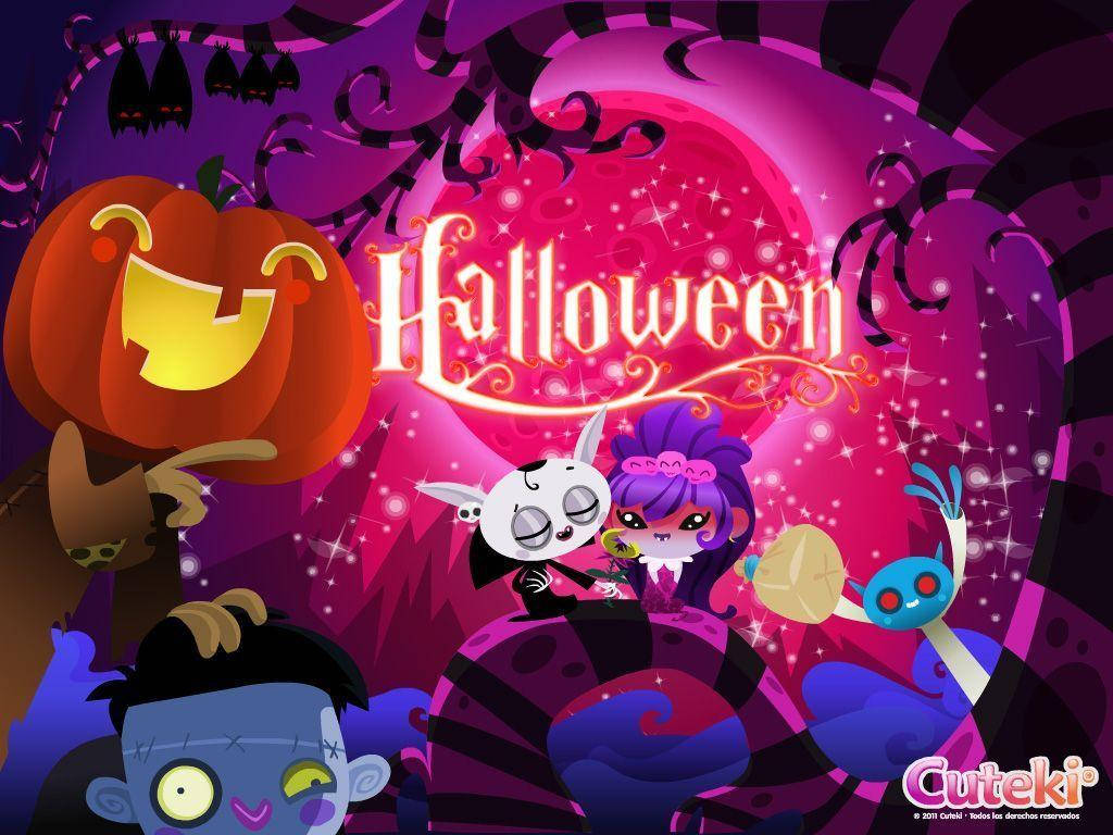 Kawaii Halloween skumle skapninger Bakgrunner