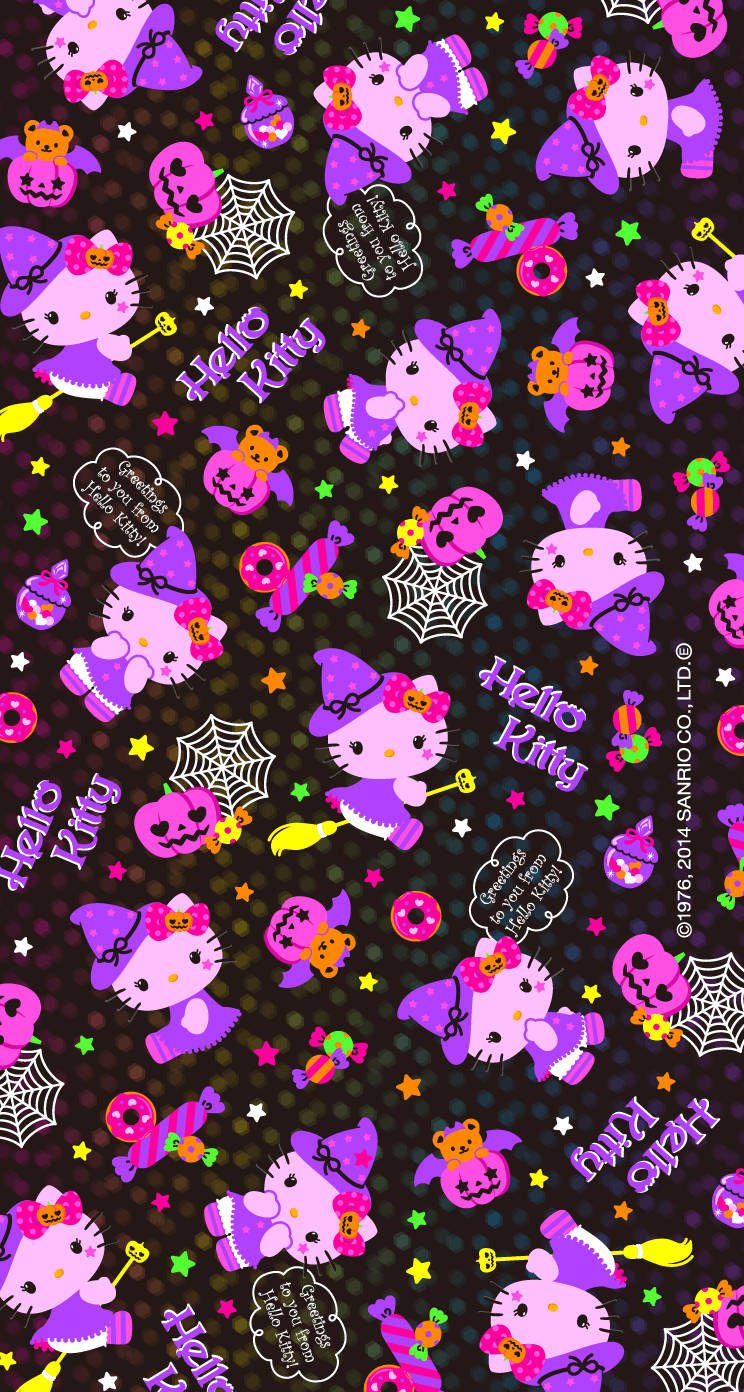 Kawaii Halloween Heks Hello Kitty Bakgrunner