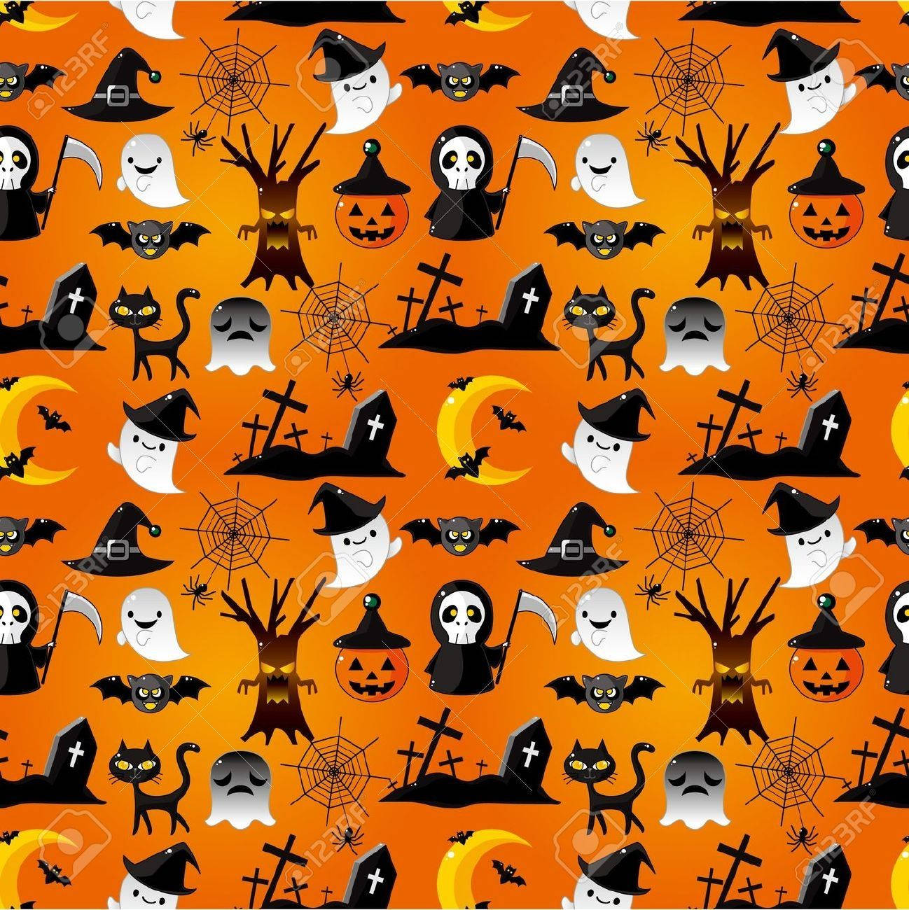 Kawaii Halloween-kirkegård Bakgrunner