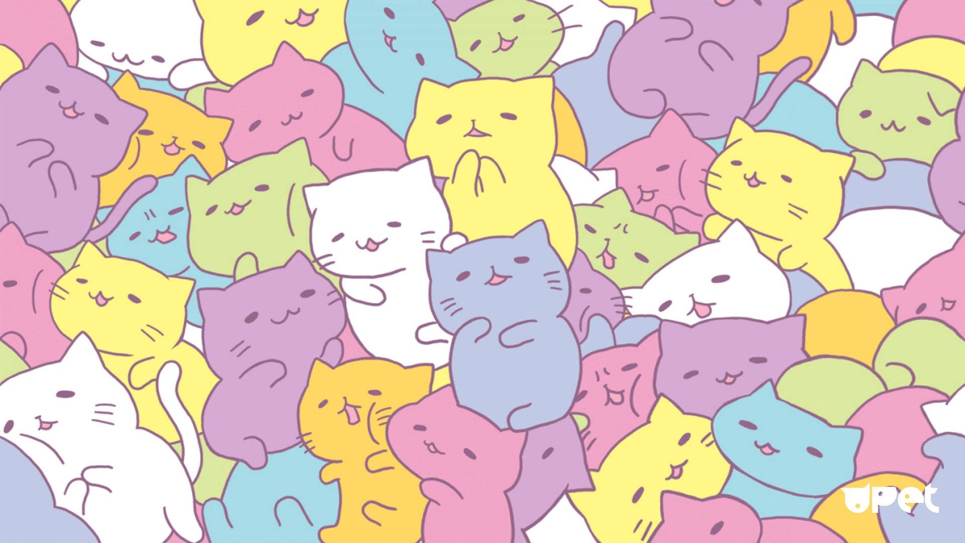 Kawaii HD Fargerike Katter Bakgrunner