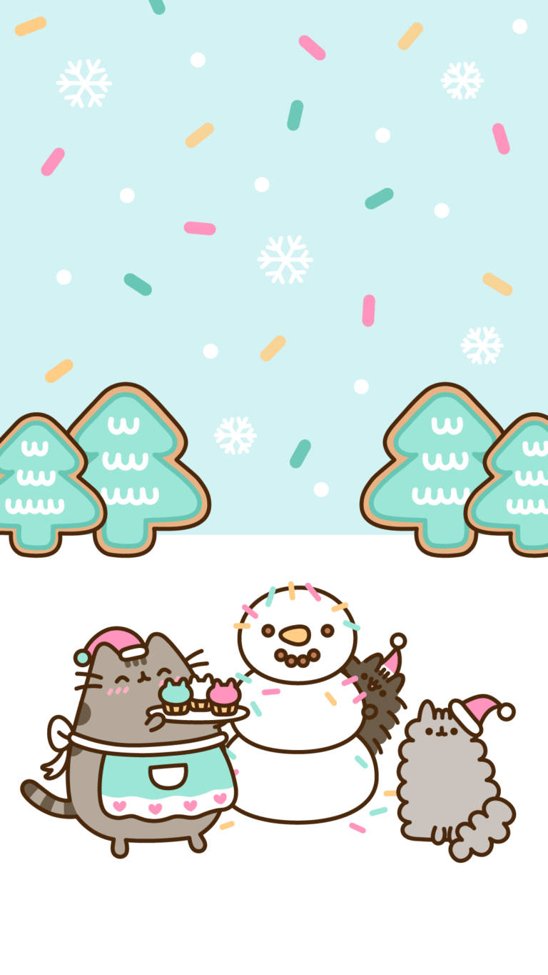 Kawaii HD Pusheen feirer jul Bakgrunner