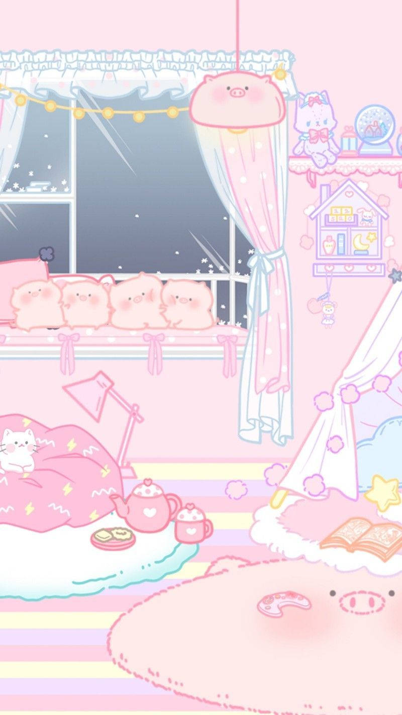 Kawaii HD Rosa Rom Bakgrunner