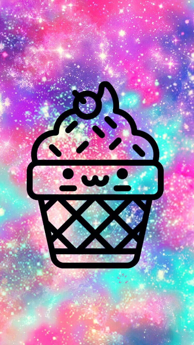 Bakgrunnsbilde av kawaii-isspor med glitrende effekter.